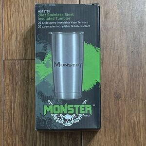 NIB: Monster 20 oz Stainless Steel Insulated Tumbler - Silver